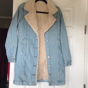 Soft Patterned Long Jean Jacket